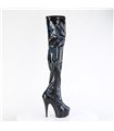 DELIGHT-3000HWR - Platform Overknee Boots - Black/Shimmering | Pleaser