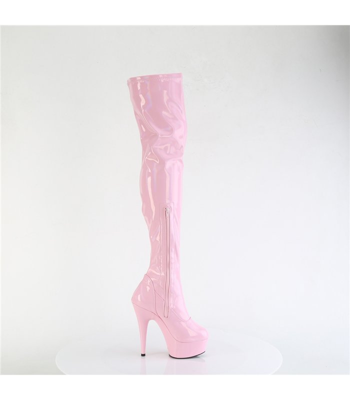 DELIGHT-3000HWR - Platform Overknee Boots - Pink Shiny | Pleaser