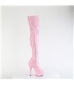 DELIGHT-3000HWR - Plateau Overknee Stiefel - Rosa Glänzend | Pleaser