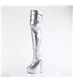 DELIGHT-3000HWR - Platform Overknee Boots - Silver | Pleaser