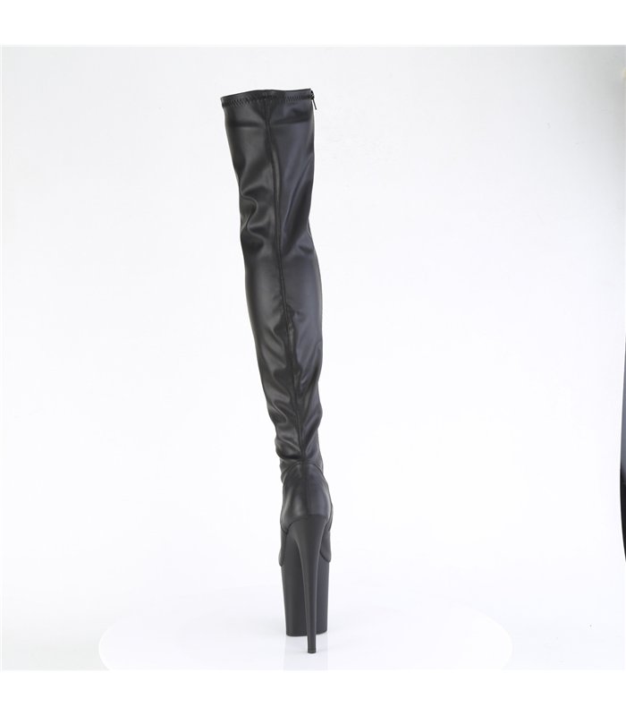 FLAMINGO-3000 - Plateau Overknee Stiefel - Schwarz Matt | Pleaser