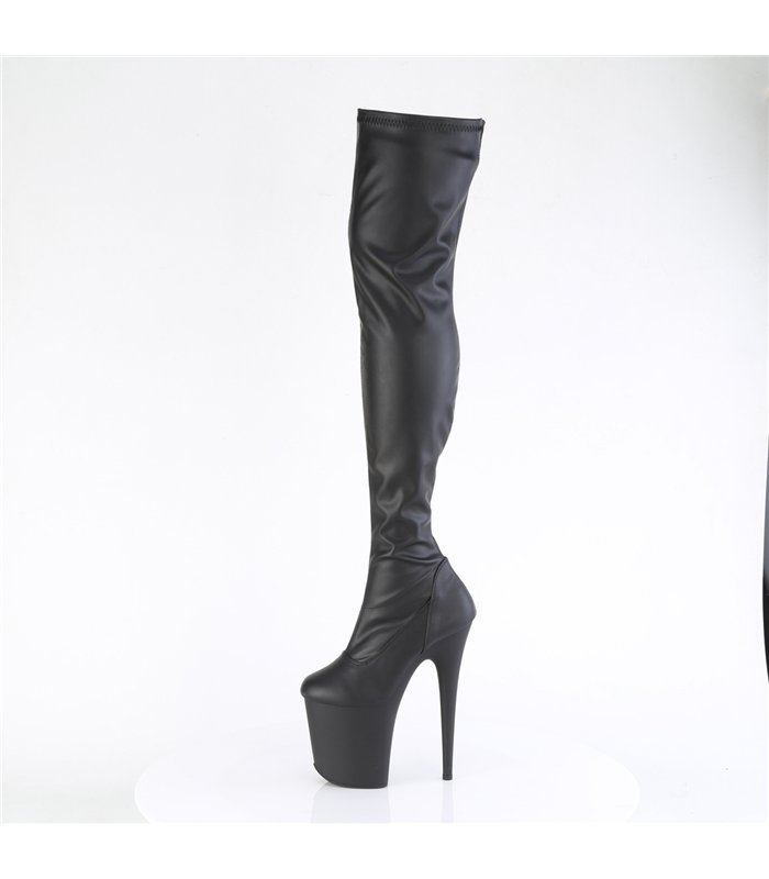 FLAMINGO-3000 - Plateau Overknee Stiefel - Schwarz Matt | Pleaser