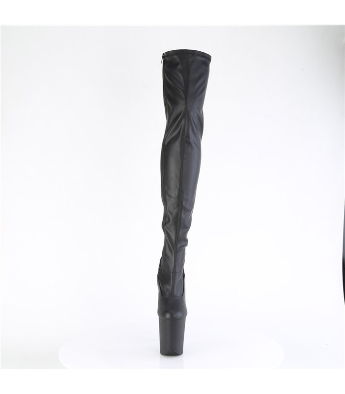 FLAMINGO-3000 - Platform Overknee Boots - Black Matt | Pleaser