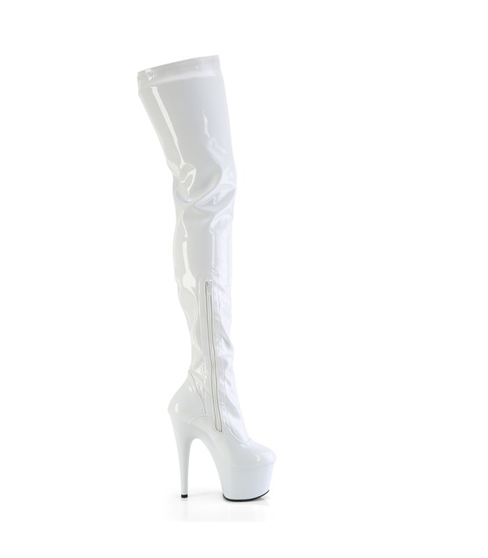 Plateau Overknee Laarzen - FLAMINGO-3000 - Wit lak | Pleaser