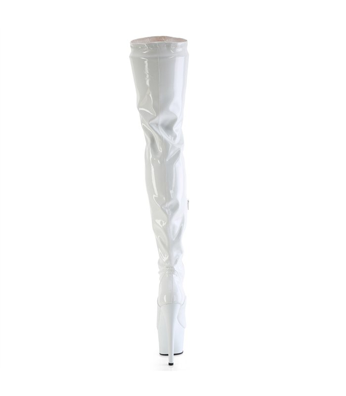 FLAMINGO-3000 - Overknee Boots - White Shiny | Pleaser