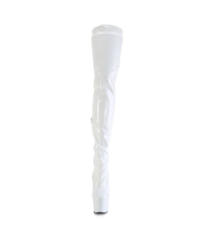 FLAMINGO-3000 - Overknee Boots - White Shiny | Pleaser