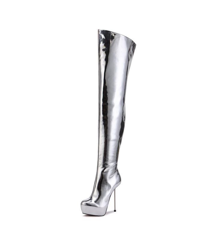 Giaro Overknee Plateau Stiefel BRISA Silber Glänzend