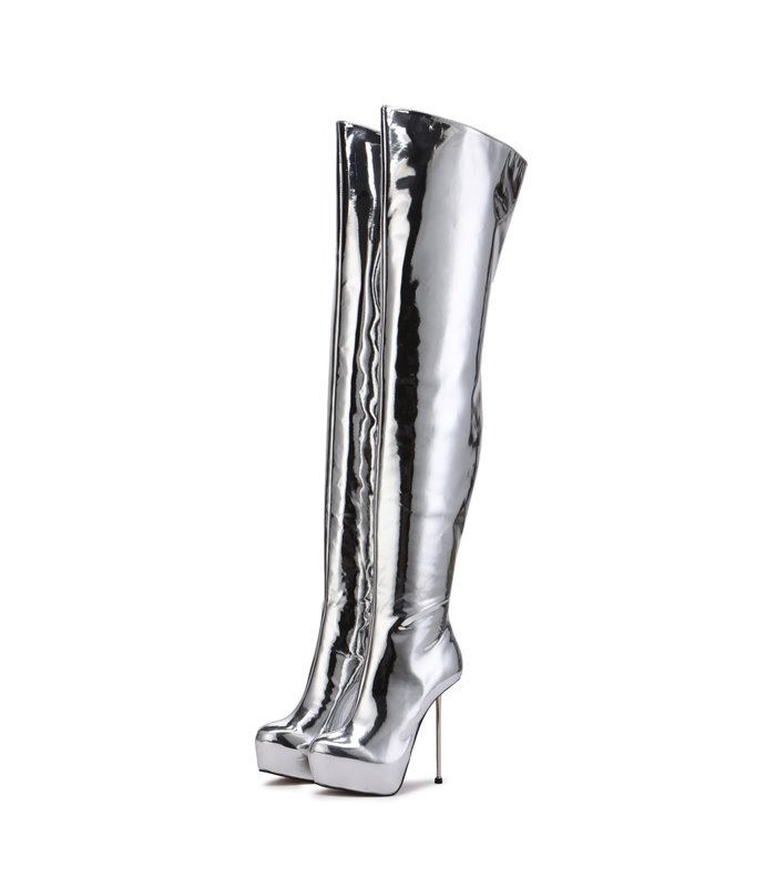 Giaro Overknee Plateau Stiefel BRISA Silber Glänzend