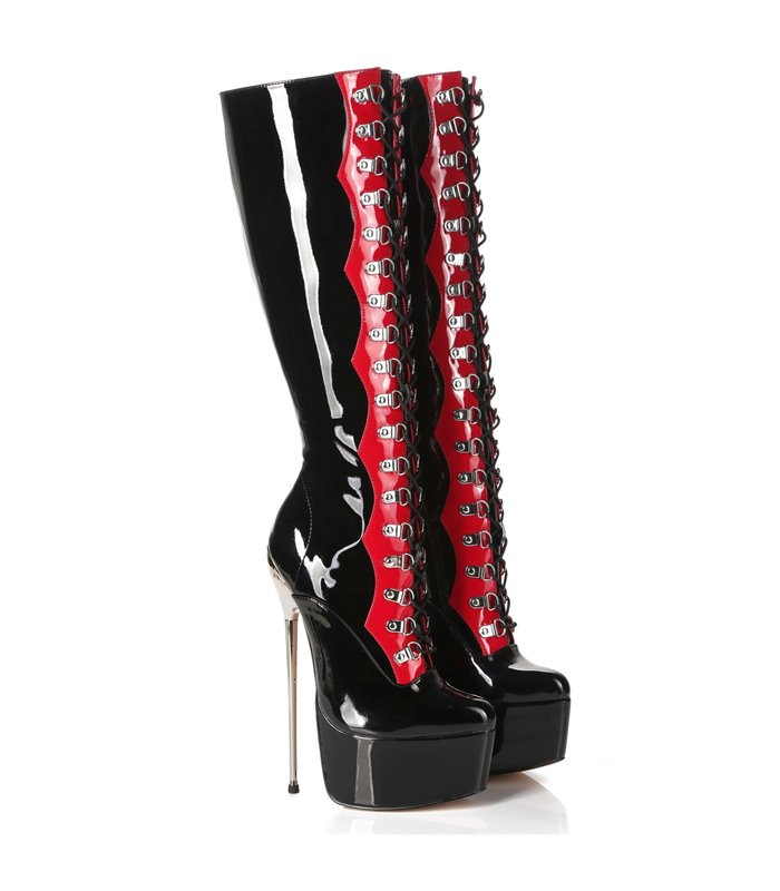 Giaro Overknee Boots Fascinate Black/Red Shiny