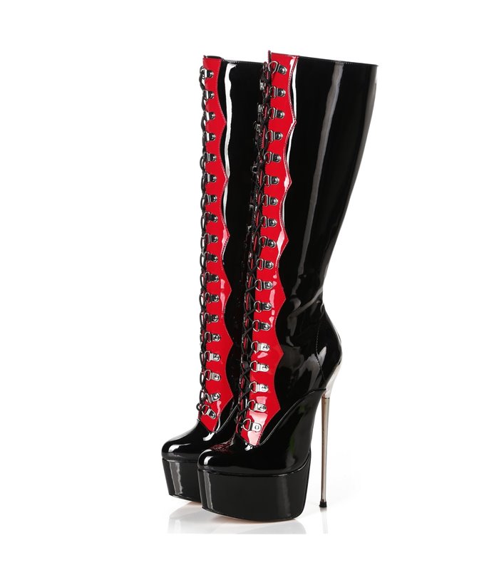 Giaro Overknee Boots Fascinate Black/Red Shiny