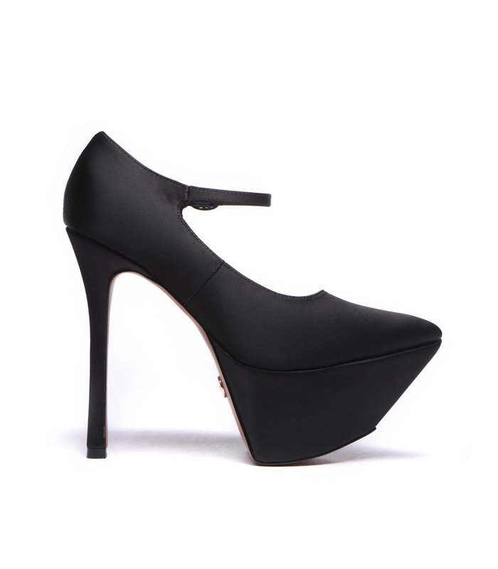 Giaro platform pumps DEVOTION black satin