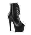 ADORE-1021 - Platform Peep Toe Ankle Boots - Black Matt | Pleaser