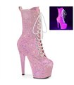 ADORE-1040-IG - Enkellaarsjes met plateauzool - Pink Glitter Glow | Pleaser