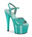 ADORE-709GP - Plateau sandaal met hoge hak - turquoise glitter | Pleaser