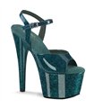 ADORE-709GP - Plateau High Heel Sandalette - Blau/Grün mit Glitzer | Pleaser