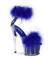 ADORE-724F - Plateau High Heel Sandalette - Blau mit Plüsch | Pleaser