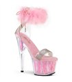 ADORE-727F - Plateau High Heel Sandalette - Rosa/Strass mit Plüsch | Pleaser