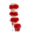 ADORE-728F - Platform High Heel Sandals - Red with Plush | Pleaser