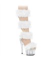 ADORE-728F - Plateau High Heel Sandalette - Weiss mit Plüsch | Pleaser