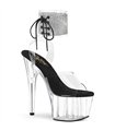 ADORE-791-2RS - Plateau High Heel Sandalette - Schwarz/Klar mit Strass | Pleaser