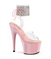 ADORE-791-2RS - Plateau sandaal met hoge hak - roze/transparant met strass steentjes | Pleaser