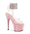 ADORE-791-2RS - Platform high heel sandal - pink/clear with rhinestones | Pleaser