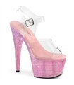 BEJEWELED-708RRS - Plateau High Heel Sandalette - Pink mit Strass | Pleaser