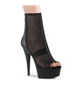 DELIGHT-1006 - Plateau Peeptoe Enkellaarzen - Zwart/Mesh | Pleaser