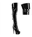 DELIGHT-3018 - Plateau Overknee Stiefel - Schwarz Lack | Pleaser