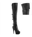 DELIGHT-3018 - Plateau Overknee Stiefel - Schwarz Matt | Pleaser