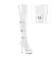 DELIGHT-3018 - Platform Overknee Boots - White shiny | Pleaser