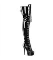 DELIGHT-3022 - Plateau Overknee Laarzen - Zwart Lakleer | Pleaser