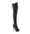 DELIGHT-3022 - Plateau Overknee Stiefel - Schwarz Matt | Pleaser