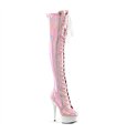 DELIGHT-3029 - Plateau Overknee Laarzen - Roze/wit holografische | Pleaser