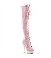 DELIGHT-3029 - Platform Overknee Boots - Pink/white holographic | Pleaser