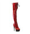 DELIGHT-3029 - Platform Overknee Boots - Red shiny Holographic | Pleaser