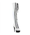 DELIGHT-3029 - Platform Overknee Boots - Black/White Holographic | Pleaser