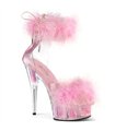 DELIGHT-624F - Platform high heel sandal - pink with plush | Pleaser