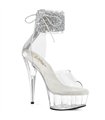 DELIGHT-624RS-02 - Plateau High Heel Sandalette - Klar mit Strass | Pleaser