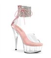 DELIGHT-624RS - Plateau High Heel Sandalette - Rosa/Klar mit Strass | Pleaser