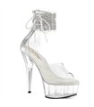 DELIGHT-624RS - Platform high heel sandal - clear with rhinestones | Pleaser