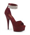 DELIGHT-625 - Plateau High Heel Sandalette - Rot Velour mit Strass | Pleaser