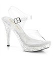 ELEGANT-408ABRS - Plateau High Heel Sandalette - Klar mit Strass | Fabulious 