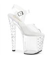 ENCHANT-708RS - Plateau High Heel Sandalette - Klar mit Strass | Pleaser