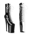 FLAMINGO-1040TT - Platform ankle boot - black/white shiny | Pleaser