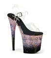 FLAMINGO-808SS - Platform High Heel Sandals - Black/Multi Glitter Gradient | Pleaser