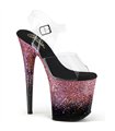 FLAMINGO-808SS - Plateau High Heel Sandalette - Schwarz/Rosa mit Farbverlauf | Pleaser