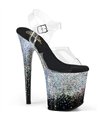 FLAMINGO-808SS - Platform high heel sandal - black/glitter with color gradient | Pleaser