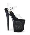 FLAMINGO-808SS - Platform high heel sandal - black with glitter | Pleaser