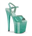 FLAMINGO-809GP - Plateau sandaal met hoge hak - groen glitter | Pleaser